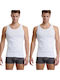 Men's Undershirts Sleeveless in White Color 2Pack W1950-2-01