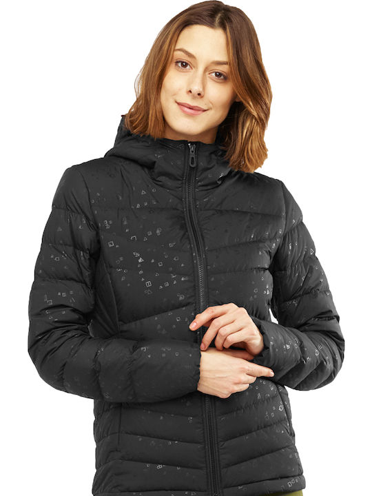 Tranzition Women's Short Puffer Jacket for Winter with Hood Black