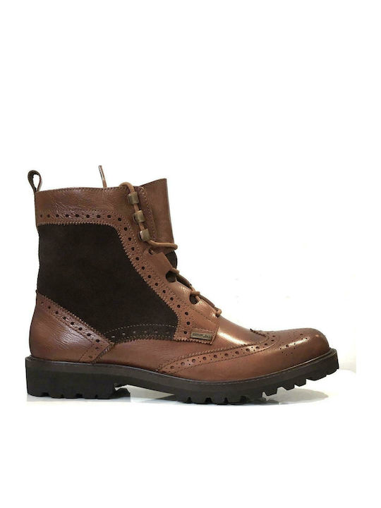 GK Uomo Lontras Men's Leather Military Boots Tabac Brown