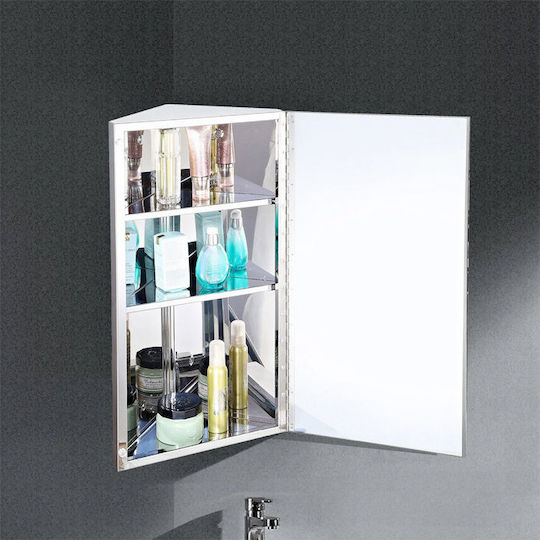 HomCom Rectangular Bathroom Mirror with Cabinet 60x30cm