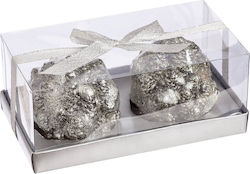 JK Home Decoration Christmas Silver Candle 2pcs