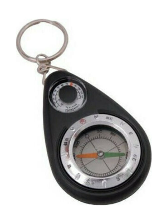Munkees Keychain Compass Thermometer Negru