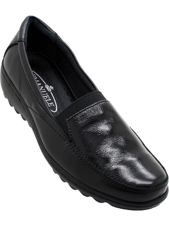 Leather Women's Moccasins in Black Color