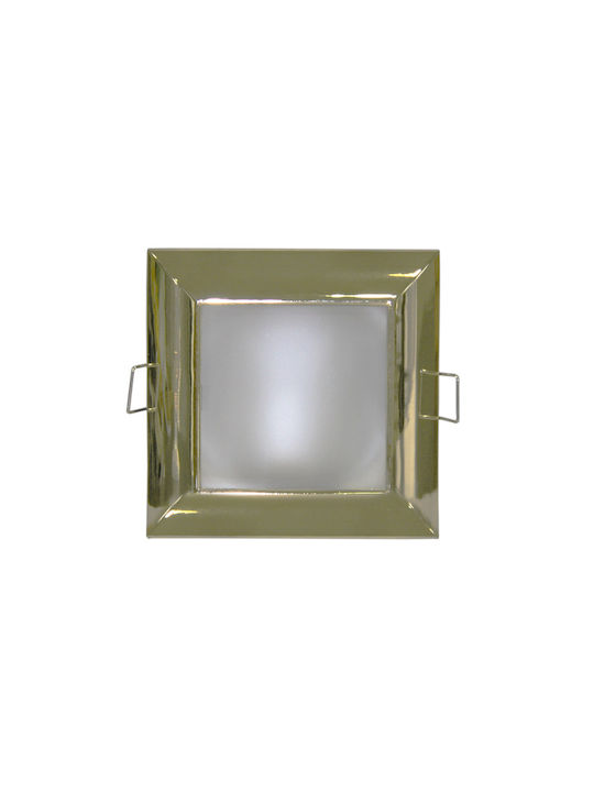 Adeleq Τετράγωνο Γυάλινο Χωνευτό Σποτ με Ντουί G5.3 σε Χρυσό χρώμα 8x8cm