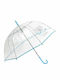 Aria Trade PL363 Γυναικεία Ομπρέλα Βροχής με Μπαστούνι Transparent Light Blue