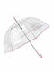 Aria Trade PL363 Γυναικεία Ομπρέλα Βροχής με Μπαστούνι Transparent Pink