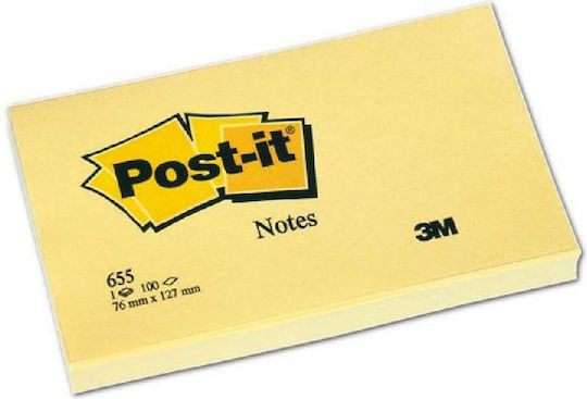 3M Sticky Note Pads 100 Sheets Yellow 7.6x12.7cm Post-it