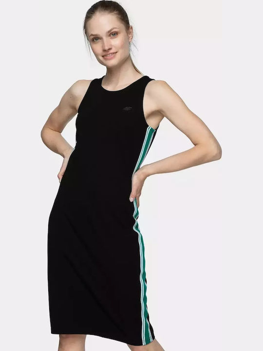 Summer Midi Athletic T-Shirt Sleeveless Black Dress