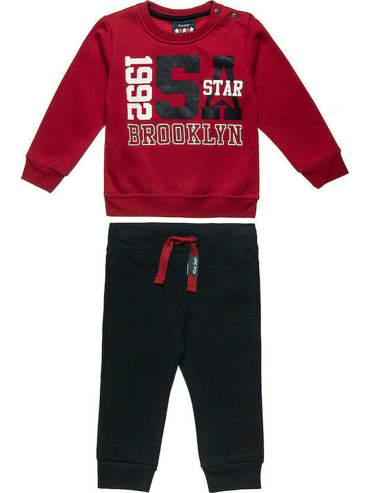 Alouette Kids Sweatpants Set Red 2pcs Five Star