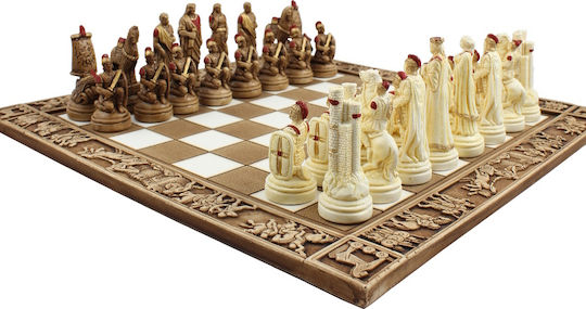 Trojanischer Krieg Handgefertigtes Schach mit Schachfiguren 27.3x27.3cm