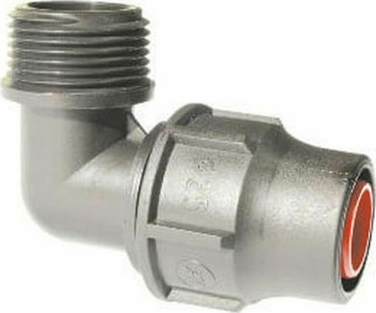Palaplast 3294/0202 L Type Watering Pipe Connector Lock Type with Male Thread 20x19x20mm Black