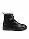 Ricco Mondo 1824 Kids Leather Anatomic Military Boots with Zipper Black