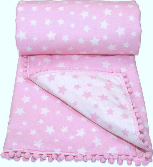 Morven Double Sided Cotton Baby Quilt Molly 1905 80x120cm Pink