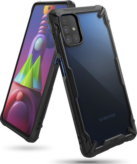 Ringke Fusion X Back Cover Plastic 2mm cu Curea Set cu Geam Negru (Galaxy M51)