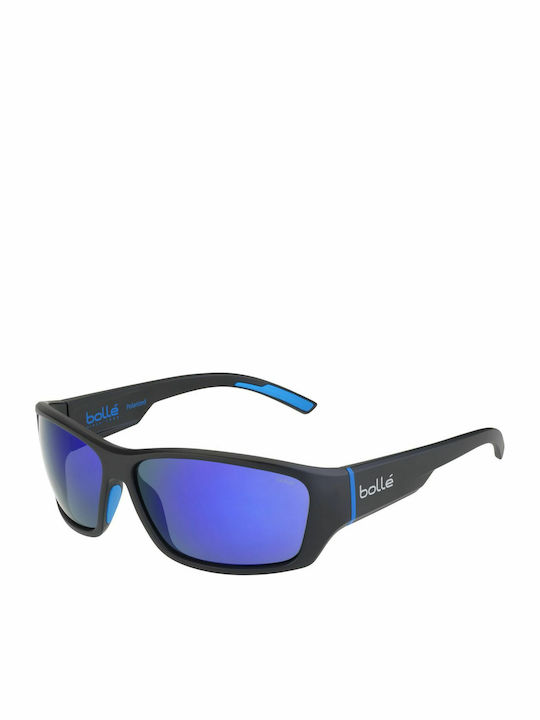 Bolle Ibex Men's Sunglasses with Black Acetate Frame and Blue Polarized Lenses 12374