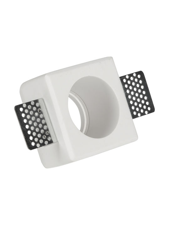 VK Lighting VK/09075 Square Plaster Recessed Spot with Integrated LED and Warm White Light White 8x8cm.