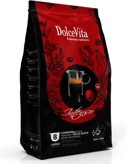 Dolce Vita Κάψουλες Espresso Intenso Συμβατές με Μηχανή Dolce Gusto 8caps