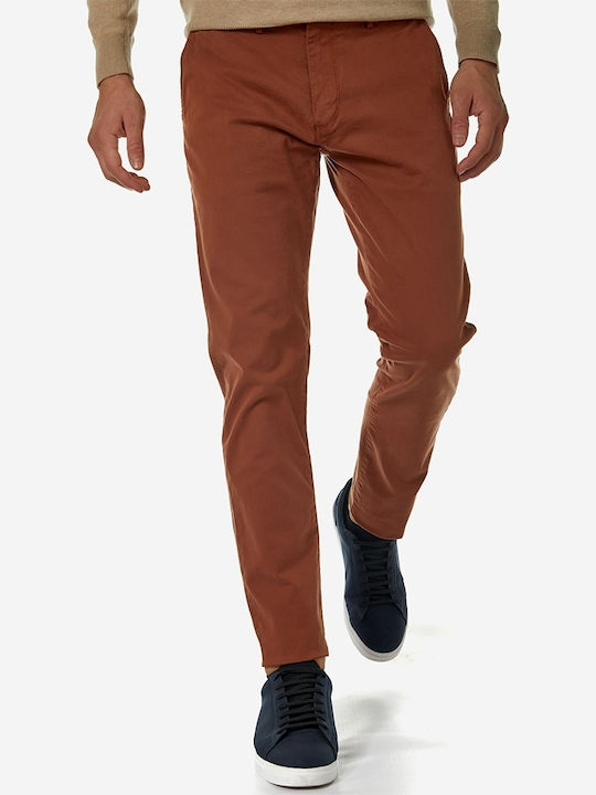 Pantaloni Chino cu Croială Slim Coniac