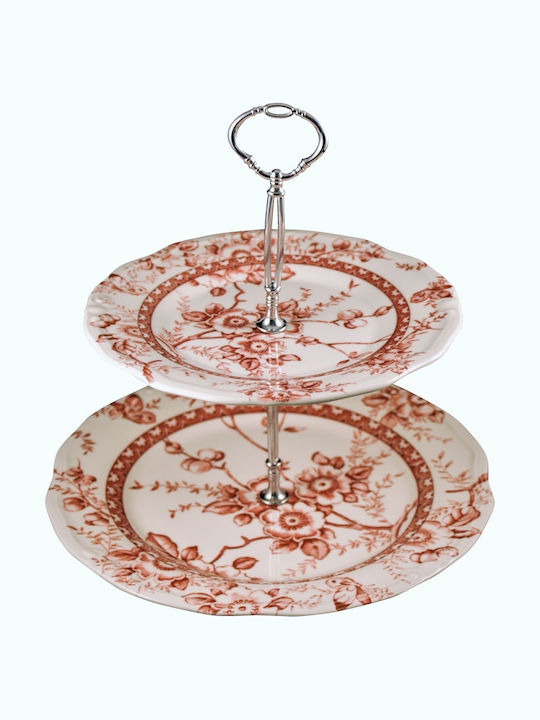 Oriana Ferelli Ceramic Dessert Tower Stand with 2 Tiers Tif Red Ø33cm