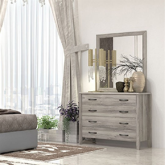 Comodă Dormitor Din Lemn Nr 1 Cu 4 Sertare Cenușă 100x45x82 cm