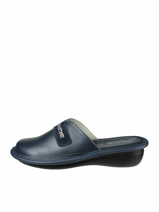 Anatomische Leder Damen Hausschuhe Marineblau