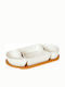 Cryspo Trio Porcelain Dessert Divided Serving Tray with 3 Slots White 34x18cm