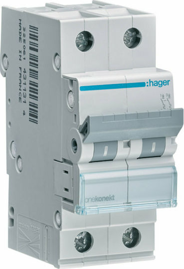 Hager Αυτόματη Ασφάλεια 25A Διπολική AC MCN225