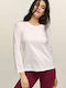 Women's Athletic Blouse Long Sleeve White