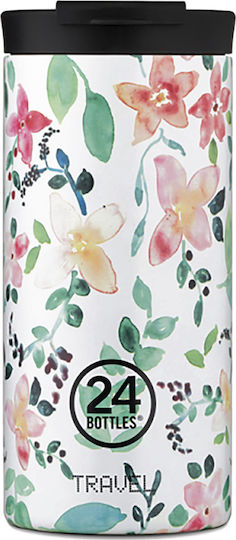 24Bottles Travel Tumbler Handled Tumbler Θερμός Ανοξείδωτο BPA Free 600ml Πολύχρωμο με Καλαμάκι και Λαβή