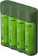 GP Batteries ReCyko B421 Charger 4 Batteries Ni-MH Size AA/AAA Set with 4x AA 2100mAh in Green color