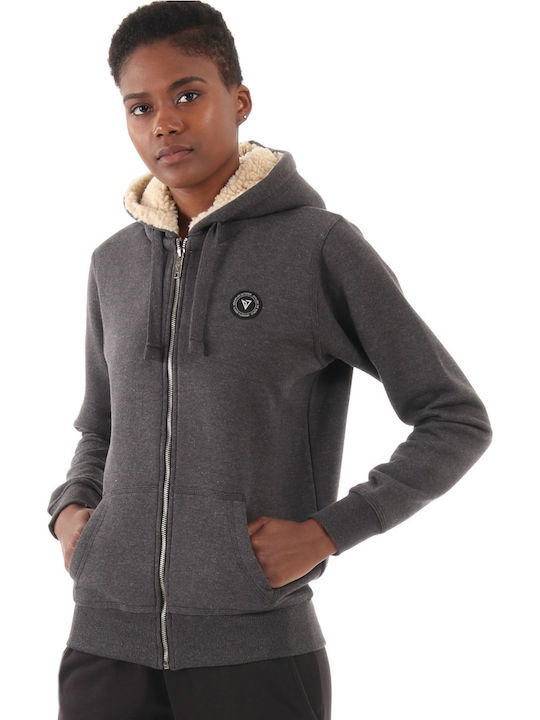 Damen Sweatshirtjacke Kapuzen Schwarz