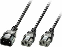 Lindy C14 2 C13 IEC C14 - IEC C13 Кабел 2м Черен (30039)
