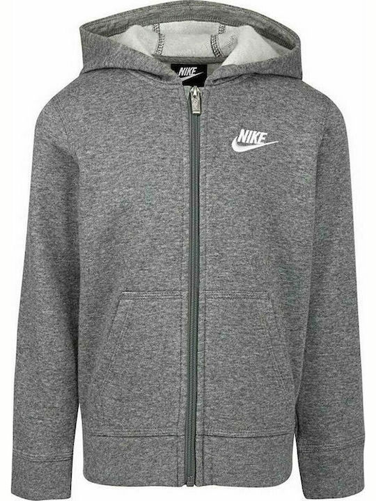 Αθλητική Παιδική Ζακέτα Φούτερ Fleece με Κουκούλα Γκρι