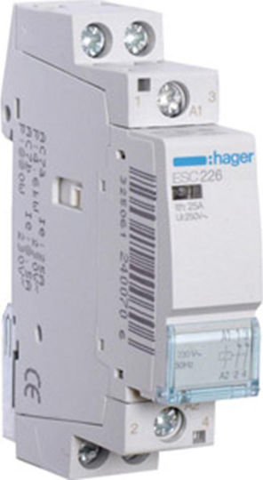 Hager Phase 2-Pole Power Relay 25A 230V ESC226