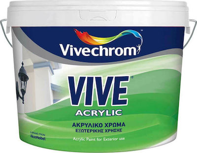 Vivechrom Vive Acrylic Βάση P Plastic Acrilyc Paint for Exterior Use White 9lt