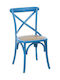 Χ Cafe Wooden Chair Blue 45x45x88cm