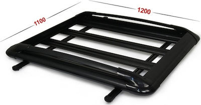 Omtec Aluminum Car Roof Rack Universal 120x110cm Σχάρα Οροφής Αλουμινίου Μαυρη με Μπαρες 120x110 εκ. () 96OMSPT110120B/OM