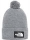 Salty Pom Pom Beanie Masculin Căciulă cu Tricotaj Rib în culoarea Gri