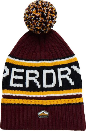 Pom Pom Beanie Männer Beanie mit Rippstrick Brooklyn Burgundy
