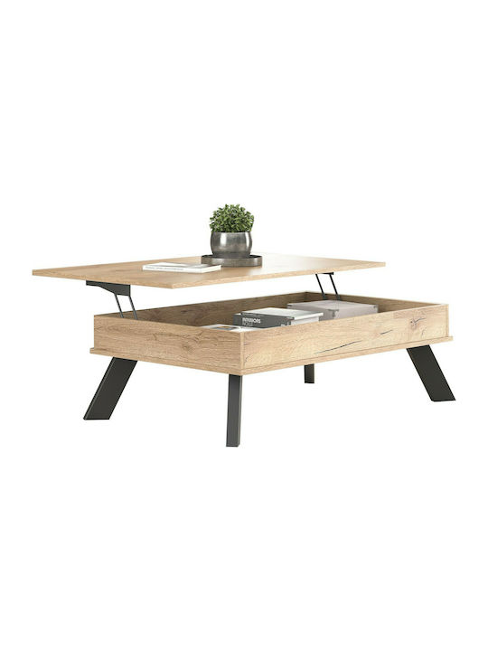 Νο 12 Rectangular Wooden Coffee Table with Lift Top Natural L119xW66.5xH41cm