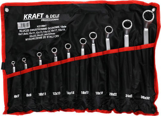 Kraft & Dele Комплект 10 Двуместни Многоъгълни Ключове Извити