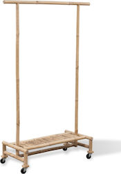 vidaXL Τροχήλατη Κρεμάστρα Δαπέδου από Bamboo Μπεζ 100x40x150cm