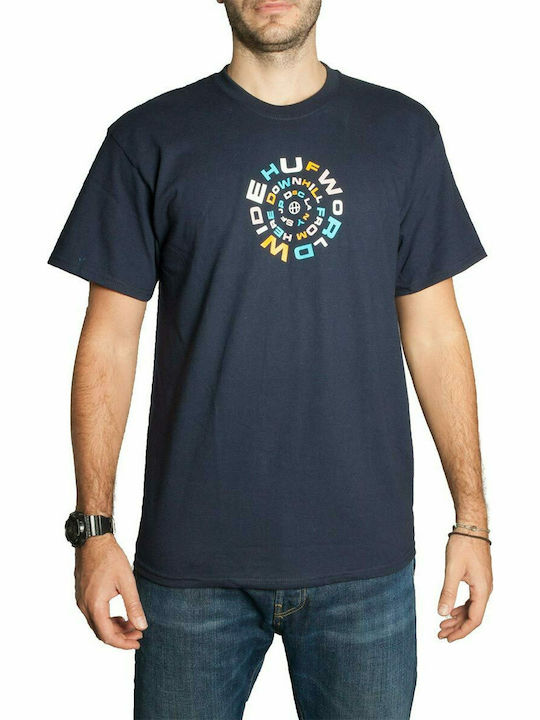 HUF Downward Spiral Men's Short Sleeve T-shirt Navy Blue