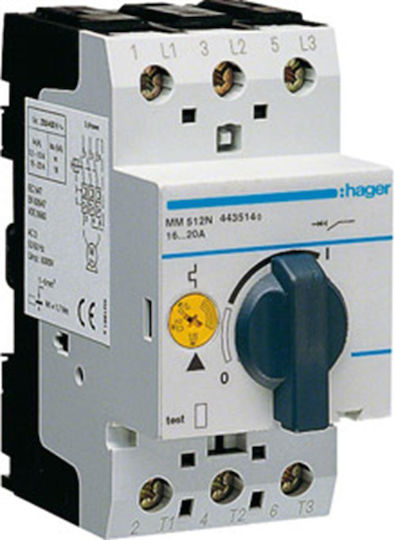 Hager Industrial Thermomagnetic Θερμομαγνητικός Διακόπτης 3Φ 16.0-20.0Α MM512N