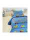 Palatex Комплект чаршафи Единично Памучни Road Синьо 160x265см