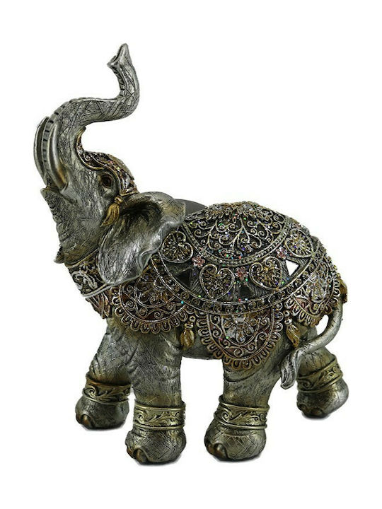 Karvounis Decorativ Elefant din Polirășină în Argint 15.5x7x19cm 1buc