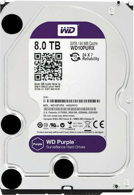 Western Digital PurpleRX 8TB HDD Σκληρός Δίσκος 3.5" SATA III 5400rpm με 256MB Cache για Καταγραφικό