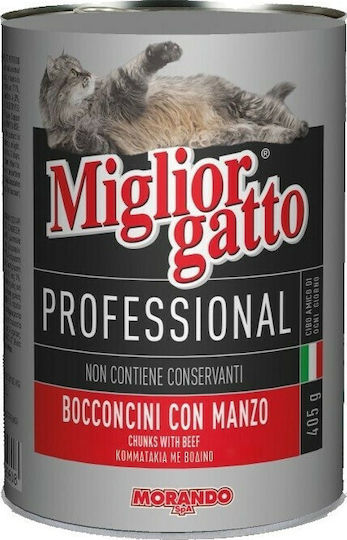 Morando Miglior Gatto Professional Wet Food for Adult Cats in Cans with Beef 405gr