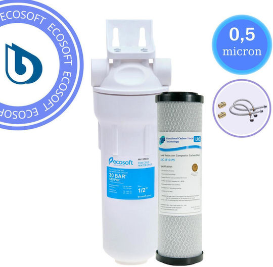 Ecosoft FPV12PECO Water Filtration System Single Under Sink Micron ½" with Replacement Filter Pure LRC 2510-P5 0,5μm