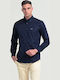 Long-sleeved Cotton Shirt Navy Blue
